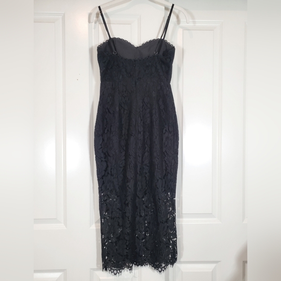 Hello Molly Messing with Me Black Lace Sweetheart Neck Sheer Skirt Midi Dress XS - Picture 8 of 15